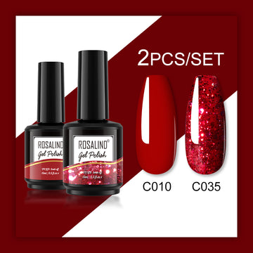 ROSALIND Gel Nail Polish 2Pcs/Set For Manicure Nails Art UV Gel Need Base Top Coat Vernis Semi permanent Nail Polish 15ML